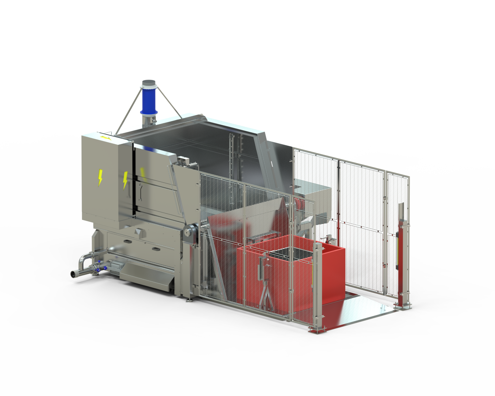 Render van een containerwasser.