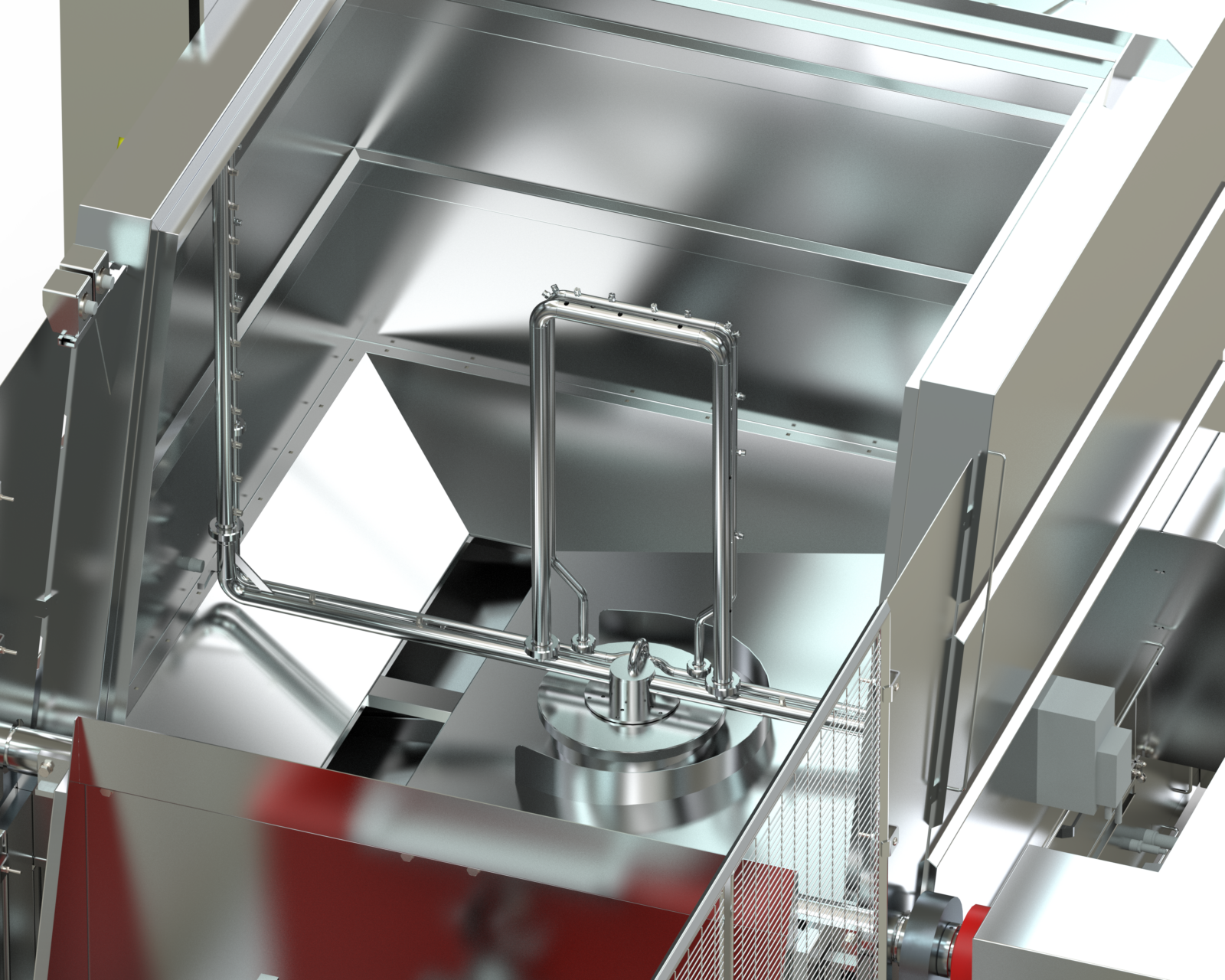 Gedetailleerde render van een containerwasser.