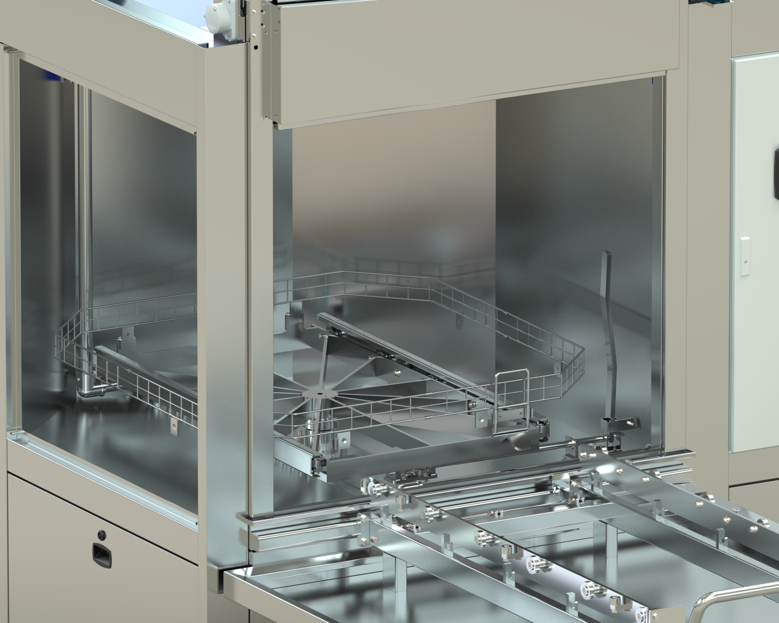 Binnenkant van een vaatwasser.