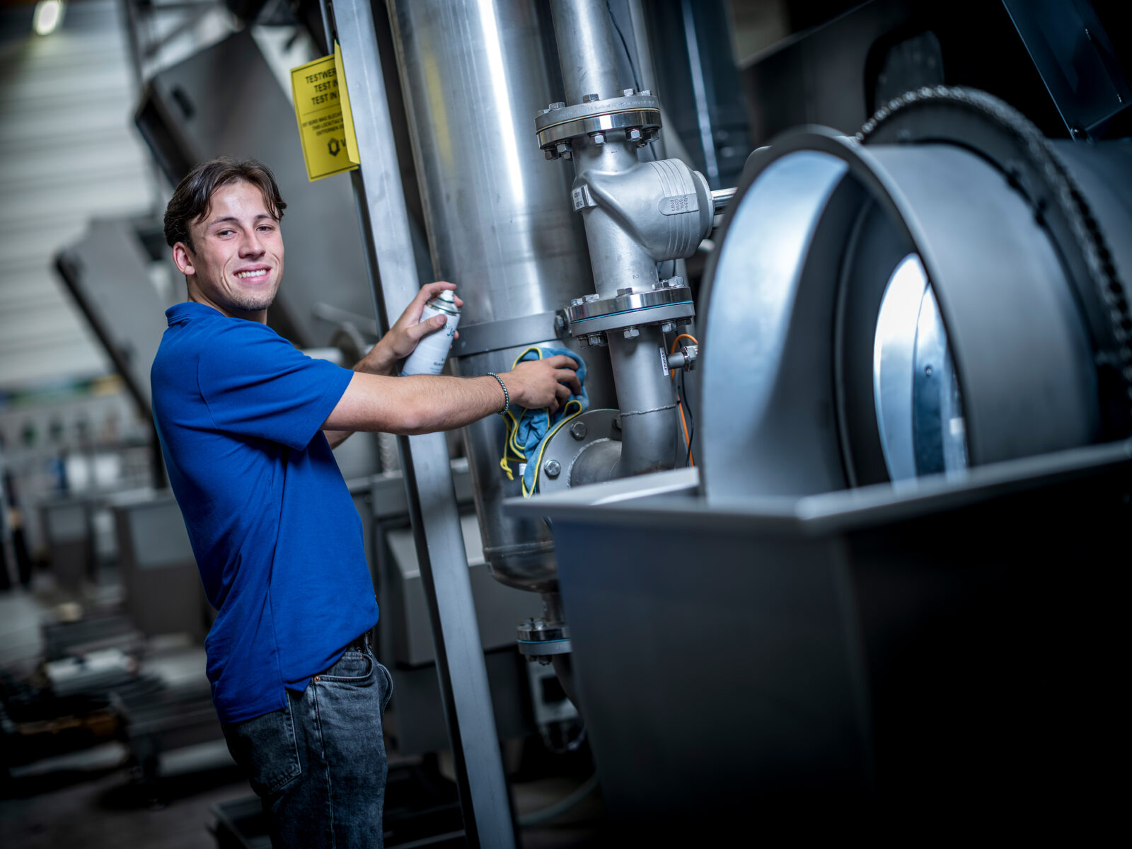 Employee working on machine